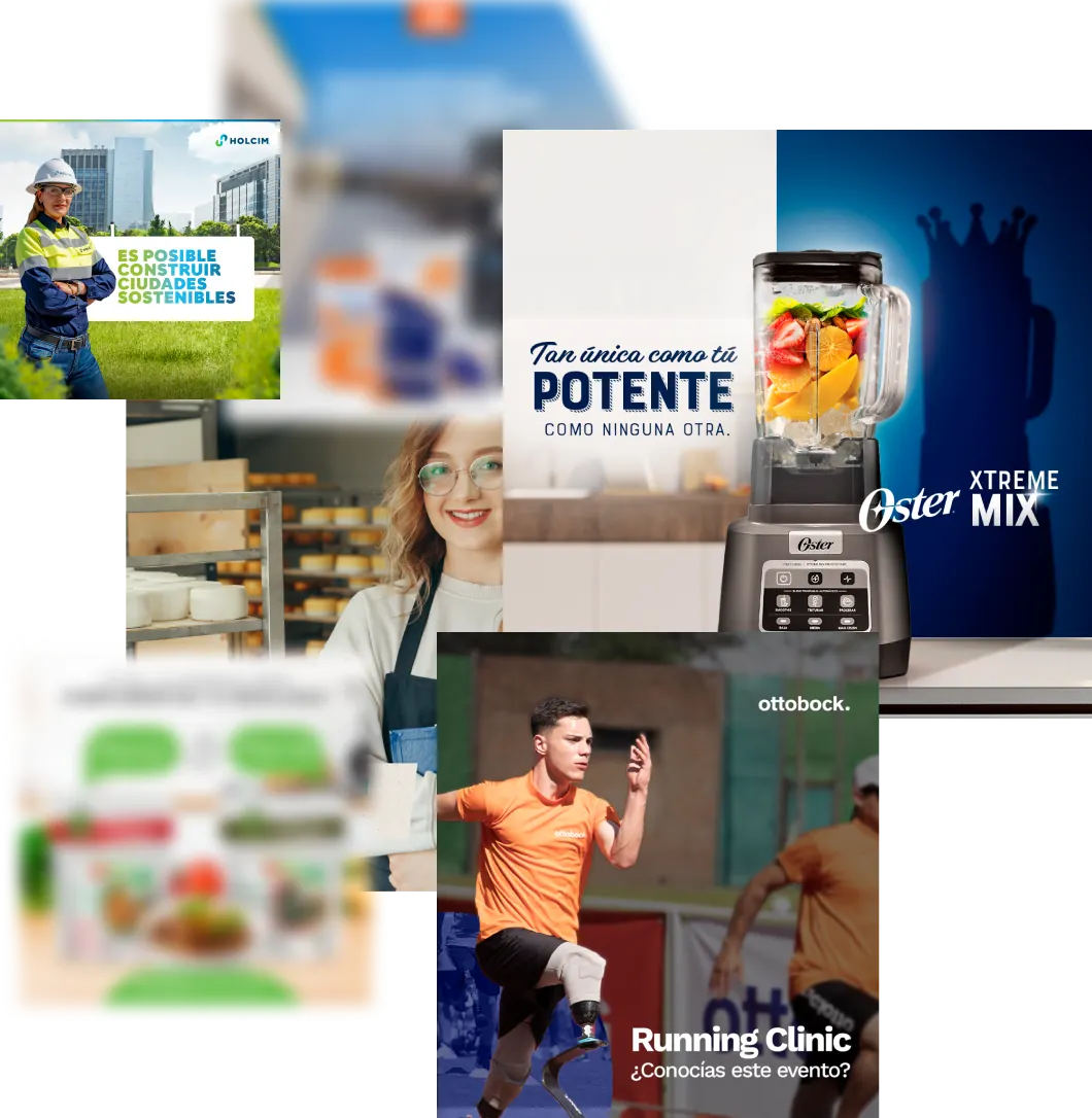 Collage de publicaciones creadas para las redes sociales de distintas marcas